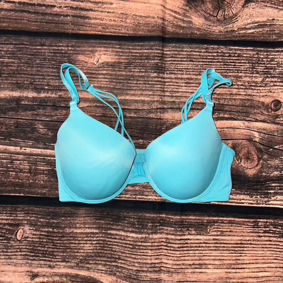 Victoria's Secret PINK Push Up Bra 36D Blue Strappy‎ Back Design - Picture 1 of 6
